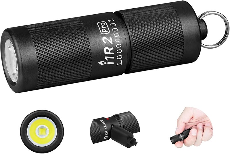 OLIGHT I1R 2 Pro Eos 180 Lumens EDC Rechargeable Keychain Flashlight, Powered by Built-in Rechargeable Battery with Type-C USB Cable, Slim Mini Handheld Light for Everyday Carry (Black) - Image 1